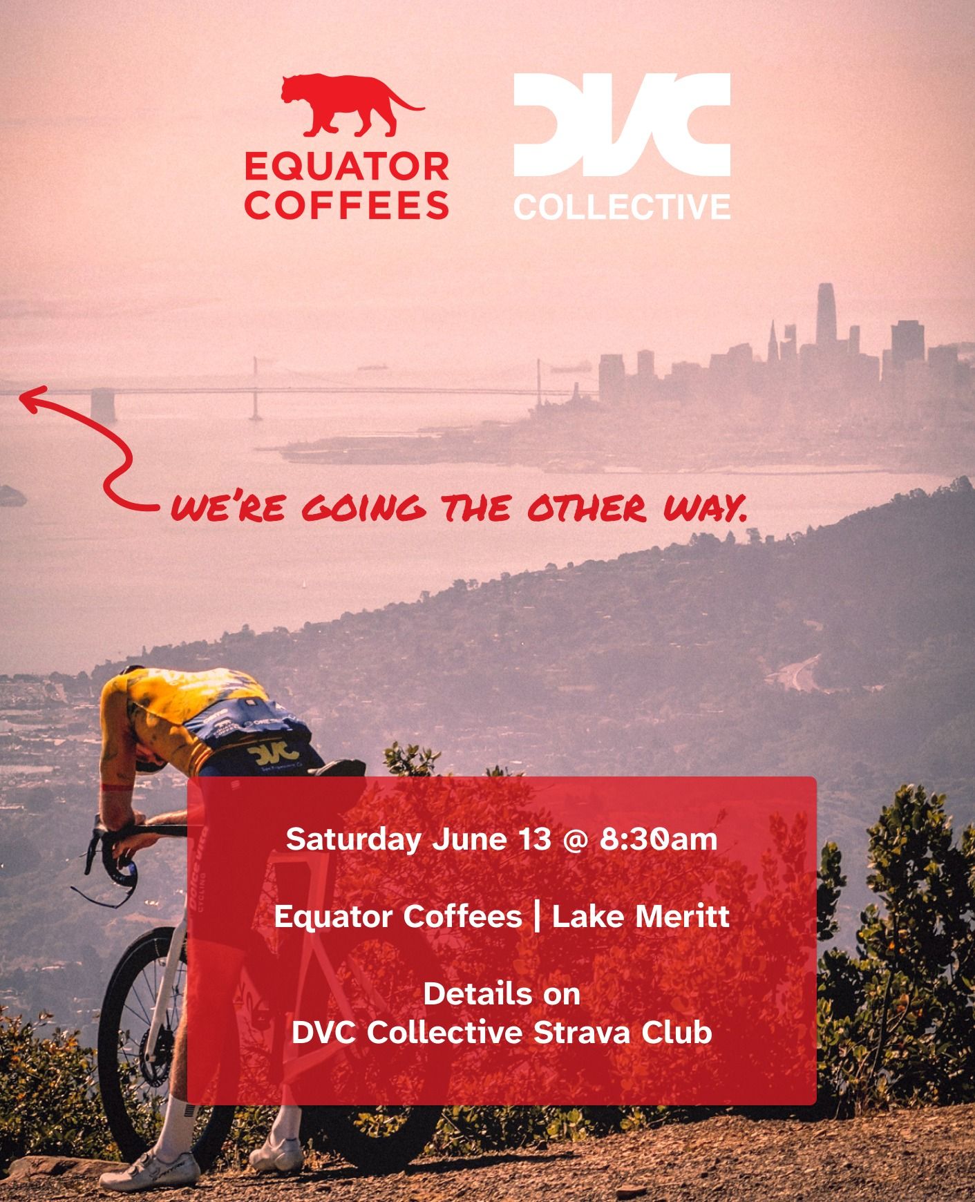 Join us for a spirited East Bay ride. Meet for coffee at Equator Lake Meritt before a lap around Diablo via Morgan Territory.

RSVP and details on the DVC Collective Strava Club page.